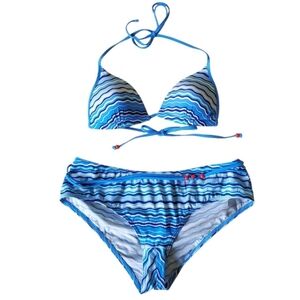 Blue Stripped Y2K Bathing Suit